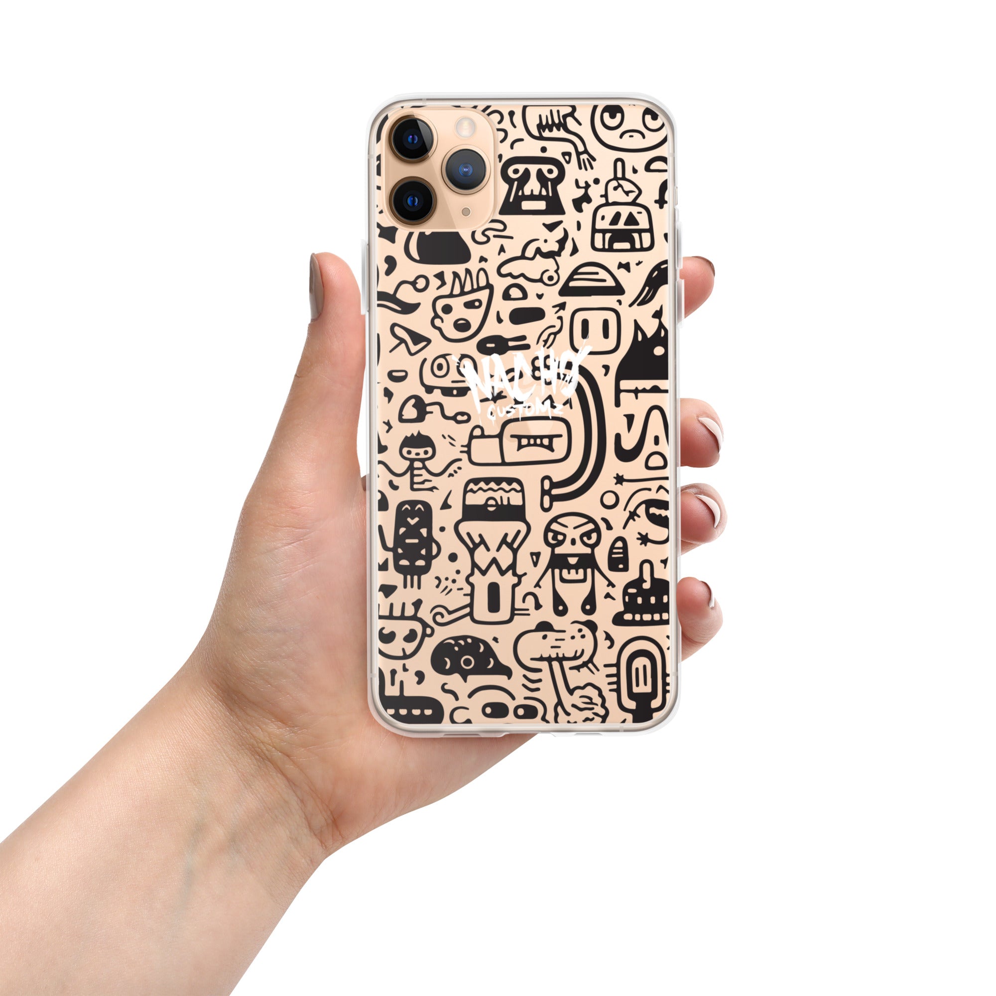 Black Doodles Clear Case for iPhone®