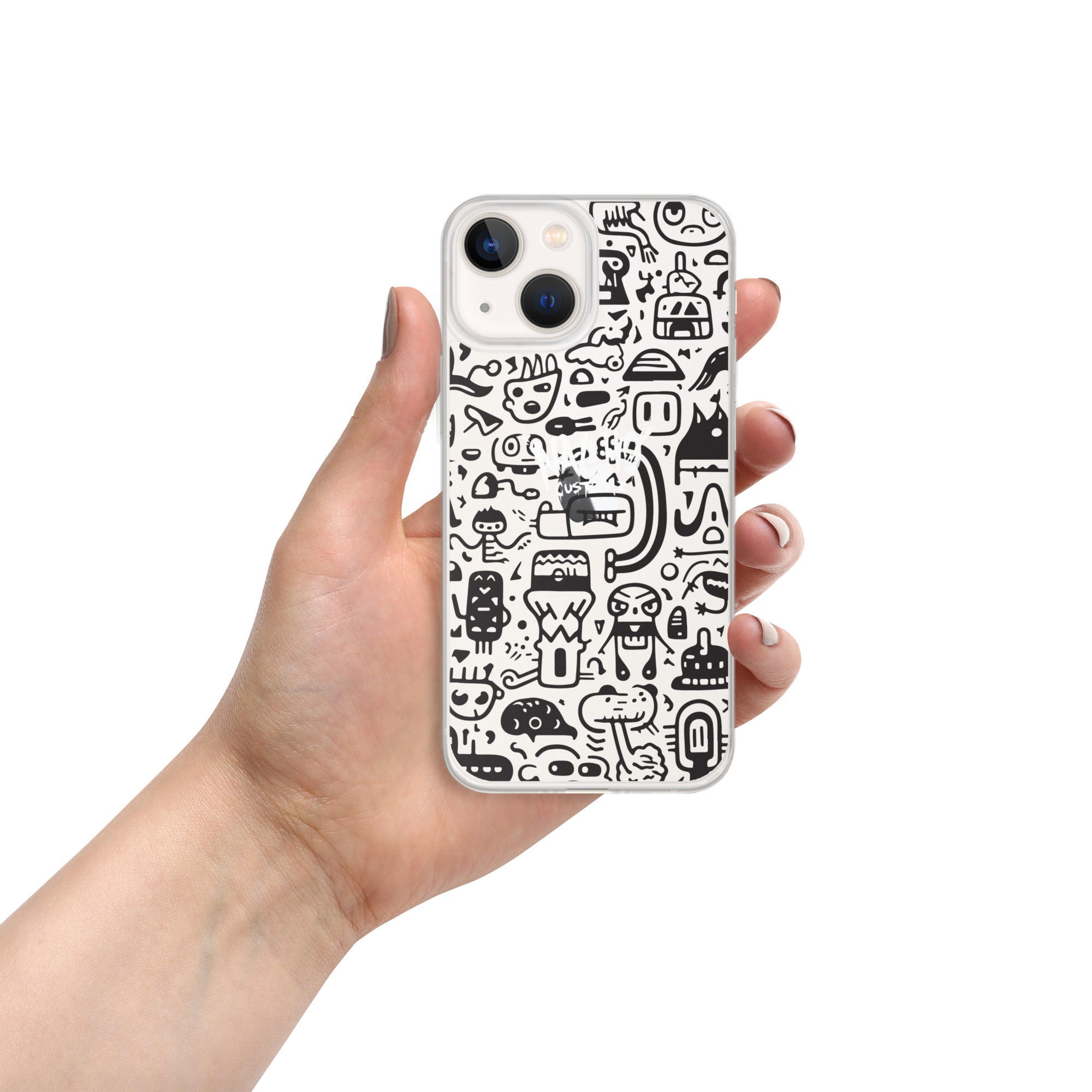 Black Doodles Clear Case for iPhone®