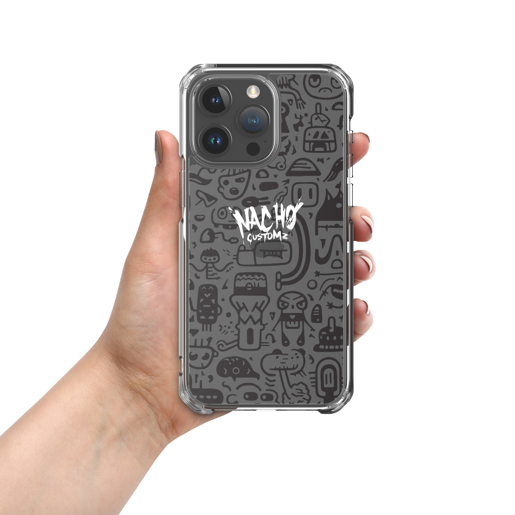 Black Doodles Clear Case for iPhone®