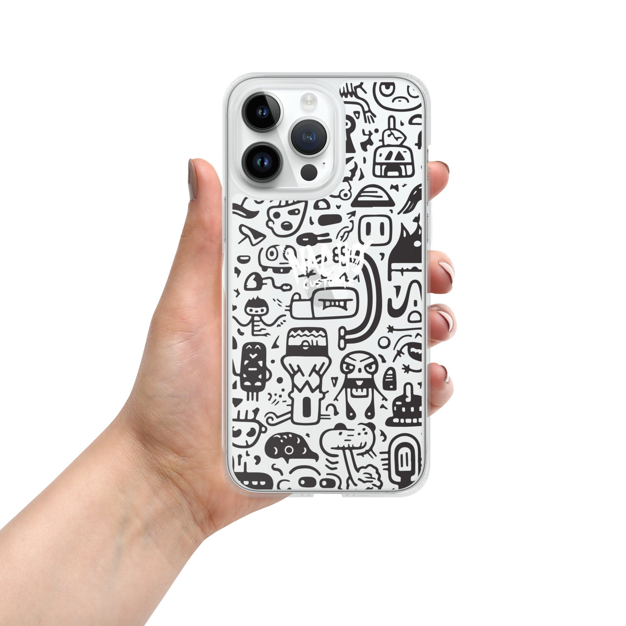 Black Doodles Clear Case for iPhone® – Nacho Customz